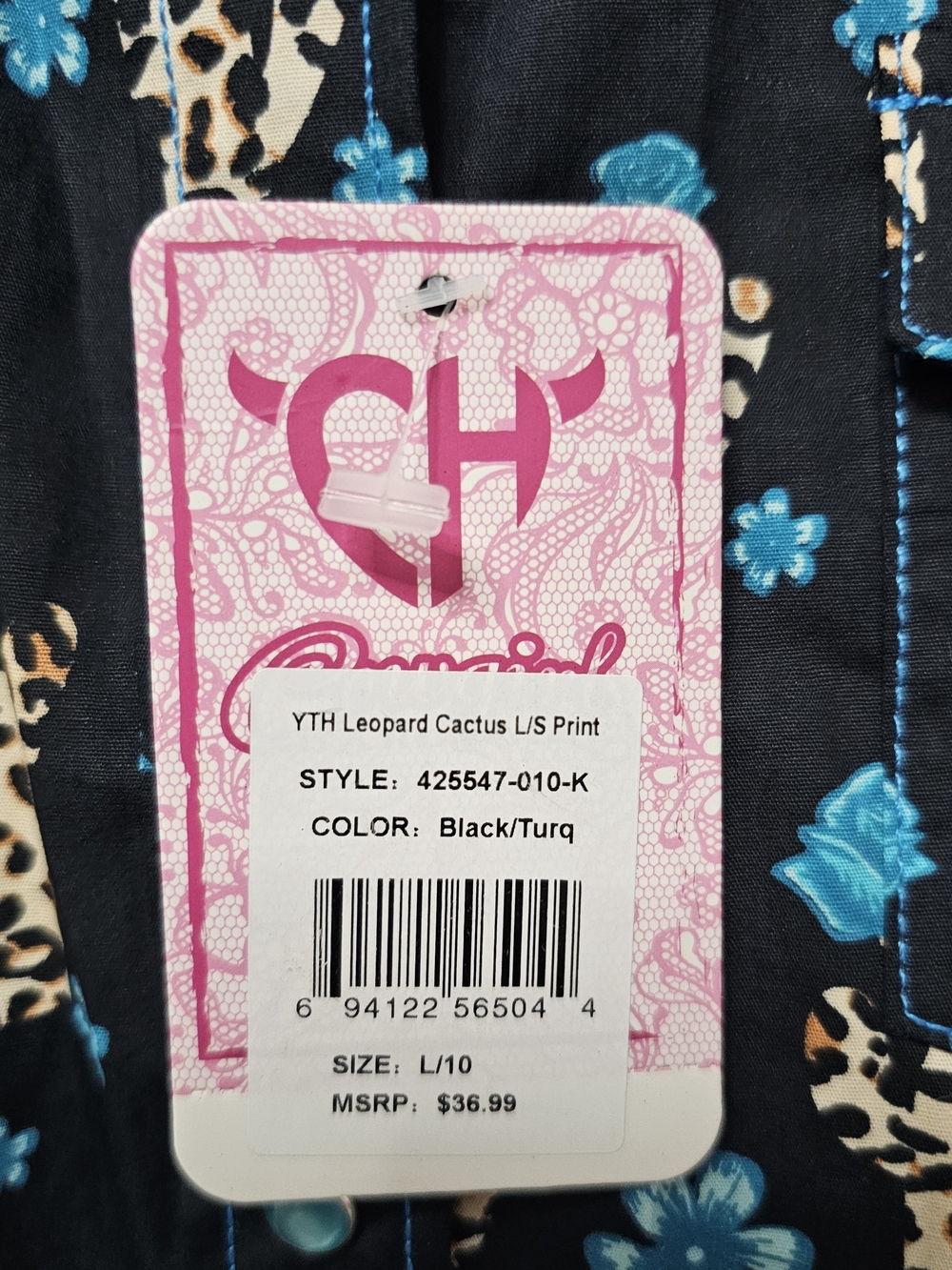 Cowgirl Hardware Girls L 10/12 Leopard Cactus Western Snap Shirt NWT - Picture 6 of 10